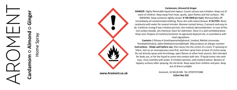 Cardamom, Almond & Ginger - already updated clp labels 3/9/25 - AROMENT